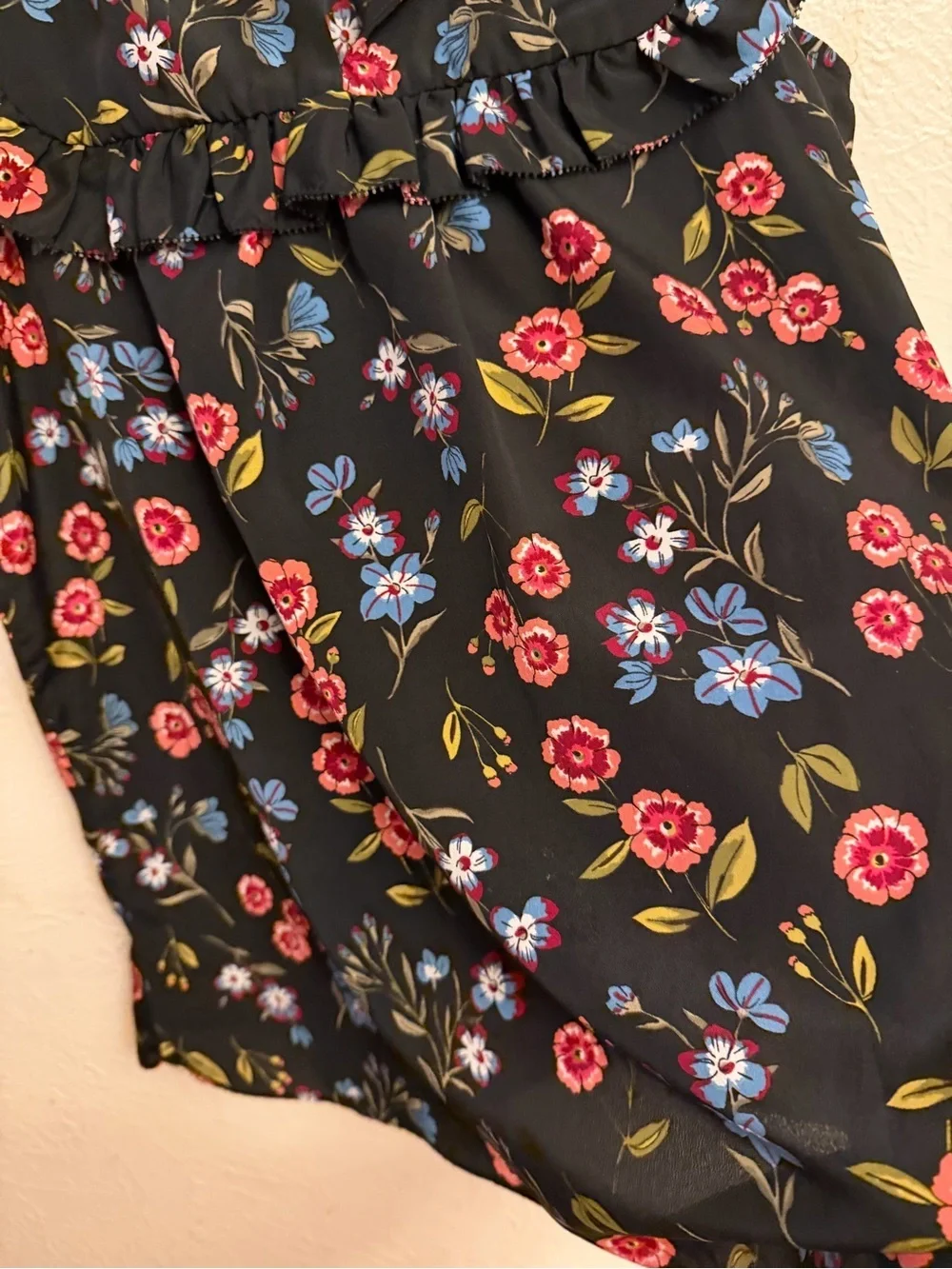 Kate Spade Floral Ruffle Wild Ones Meadow Yoke Top Sleeveless Blouse Tank Top